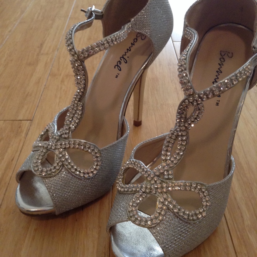 Prom Wedding Bridal Pageant Silver Rhinestone Heel - Picture 4 of 8